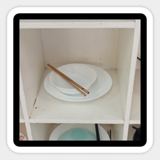 White Plates and Chopsticks Sticker